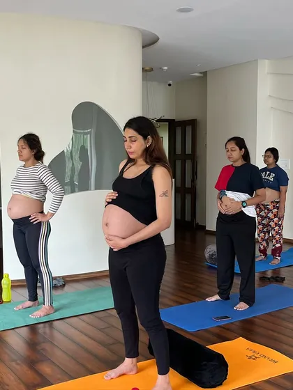In a quiet moment, we pause. This is more than a pose; it's a conversation with the new life you are nurturing. I encourage you to connect with your body and your baby, feeling the profound changes happening within.