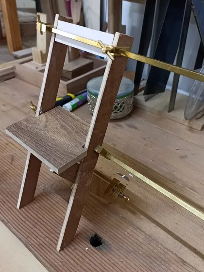 Using Kakuri hatagane clamps, which are traditionally for Kumiko, to assemble a scale model of a chair. The right tools make even the smallest jobs easier.