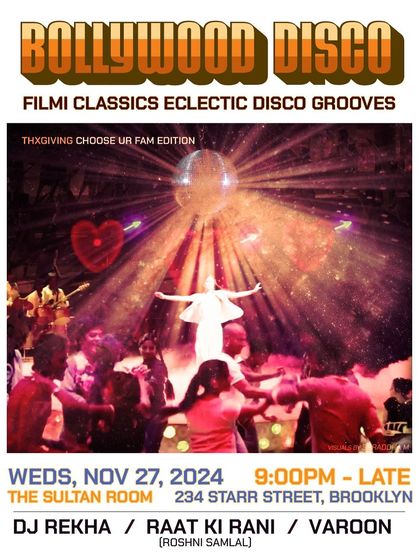 A general poster for a Bollywood Disco event.