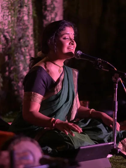 Another beautiful shot from the intimate concert at Namma Ashram. Performing outdoors under soft lights adds a different dimension to the music, making it feel very organic and peaceful.