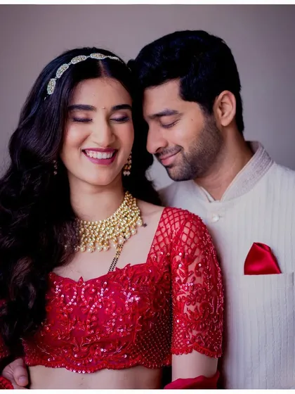 Fresh as a daisy. For Aditi's reception, we went with a matte look to let her gorgeous red lehenga be the focus. Her smile and glowing skin completed this simple, elegant, and timeless look.