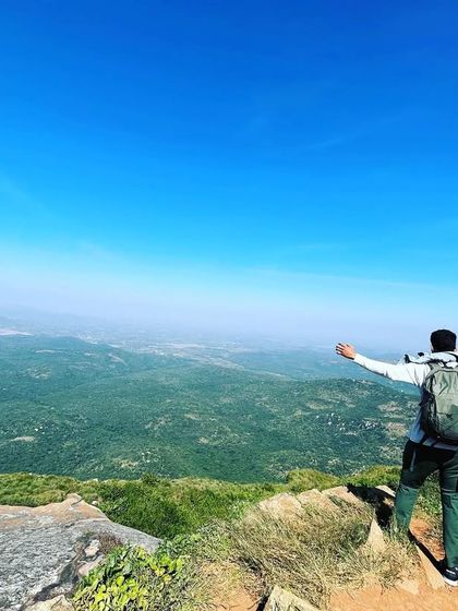 A full view of the Skandagiri landscape, feeling on top of the world.