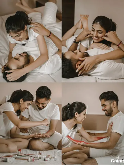 Your pre-wedding shoot can be as fun and creative as you are. This at-home paint splatter session was full of laughter and resulted in some of my favorite playful shots.