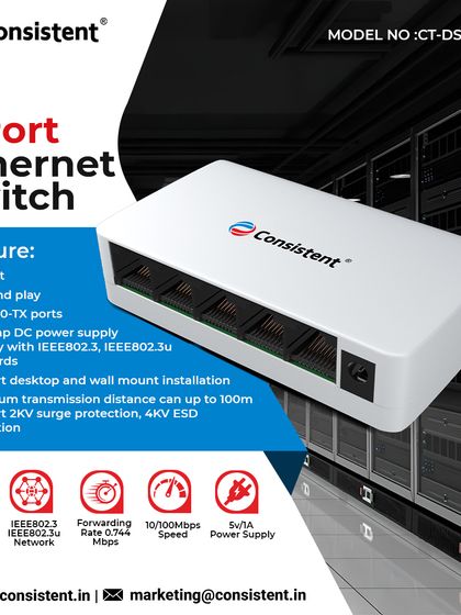 Our 5-port Fast Ethernet Switch is the perfect entry-level solution for expanding your wired network. Its simple plug-and-play functionality means you can connect your devices and get online in minutes, with no complex configuration required.