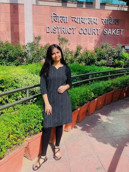 A moment outside the District Court in Saket. Whether the case is big or small, I stand firm in the pursuit of justice for my clients.