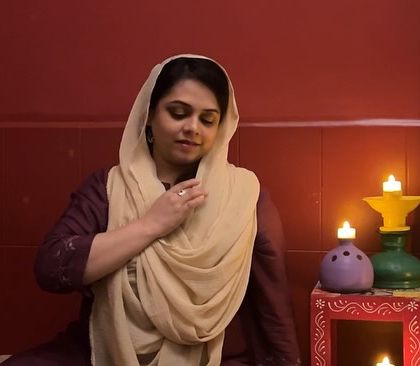 Another moment of expression while interpreting the Sufi poetry of Rabia Basri. The hands, or 'mudras', are a key part of our storytelling language.