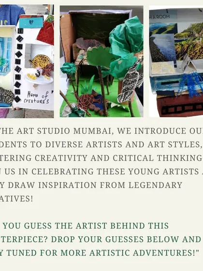 A collage of the final shadow box projects. We introduce students to diverse artists to foster creativity and critical thinking, challenging them to draw inspiration from legendary creatives.