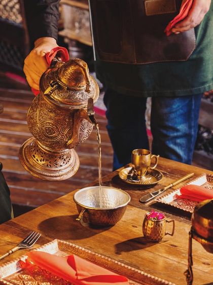 A Turkish-focused experience awaits. Here, our staff prepares traditional tea in an ornate samovar, a ritual that adds to the authenticity of your meal.