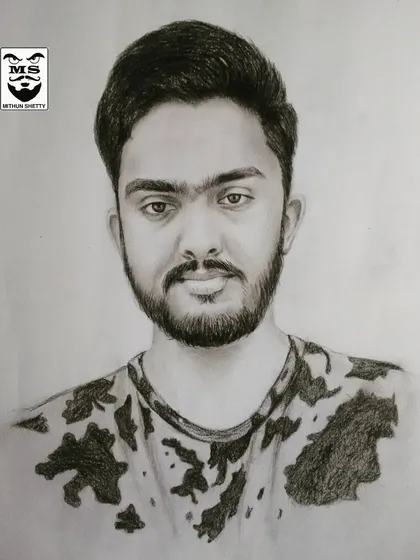 A charcoal sketch created for a client. I pay close attention to details like the pattern on the shirt and the texture of the beard to create a full and realistic portrait.