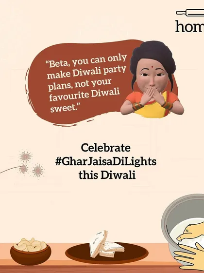 Mom's voice is the soundtrack to every festival. This Diwali, even if you're far away, you can celebrate with my 'Ghar Jaisa DiLights' and feel her love in every bite.