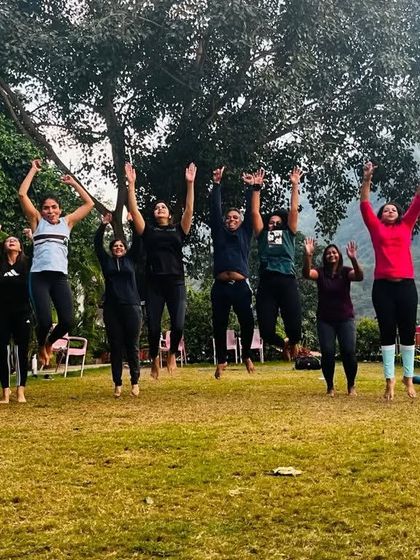 The joy of movement. Our retreat participants jumping in the air, feeling light and free.