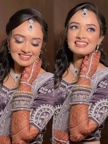 A dual-panel image capturing both a smiling and a serene expression.