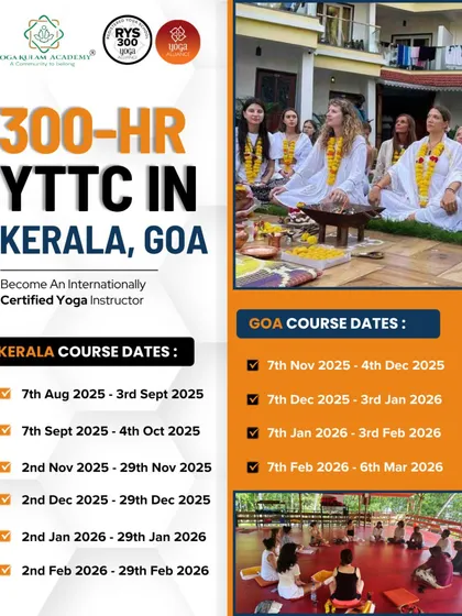 Your yoga journey, your choice. We offer internationally certified Yoga Teacher Training courses across India's most spiritual locations, including the serene backwaters of Kerala, the vibrant beaches of Goa, and the heart of Ashtanga in Mysore.