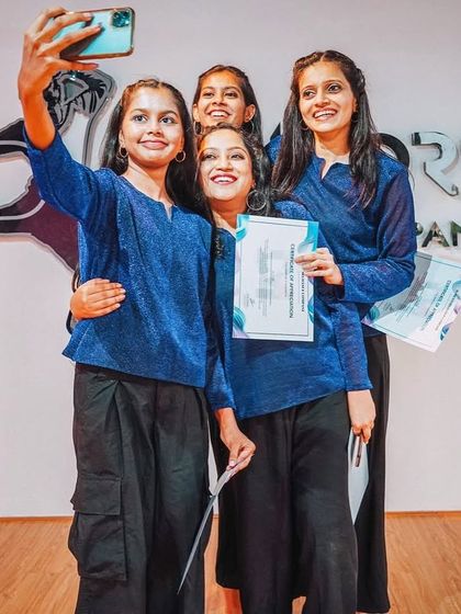 A proud selfie moment with our contemporary students after their successful performance at the Studio Showcase 2024. Every student receives a certificate of participation.