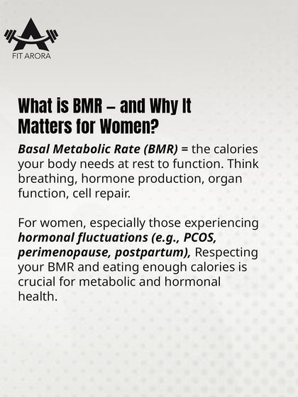 What is Basal Metabolic Rate (BMR) and why does it matter for women? This slide explains that BMR is the energy your body needs at rest and why respecting it is crucial for hormonal and metabolic health.