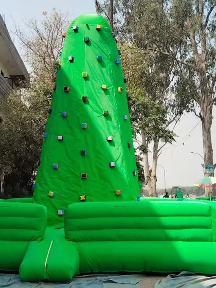 Our inflatable climbing wall is a great challenge for kids and teenagers. It's tall and has sturdy hand and foot holds placed all the way to the top.