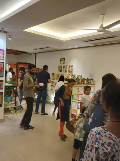 A wide view of the gallery during our 30th-anniversary exhibition. The space was filled with art, conversation, and a shared appreciation for the creativity of our students.