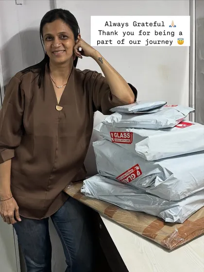 Always grateful for your orders. This was a stack of packages ready to be shipped for Rakshabandhan, each one filled with a special gift from one sibling to another.