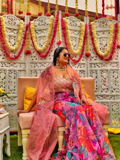 Taking a moment to enjoy the beautiful setup before the Haldi festivities begin. The combination of traditional decor and elegant seating was perfect.