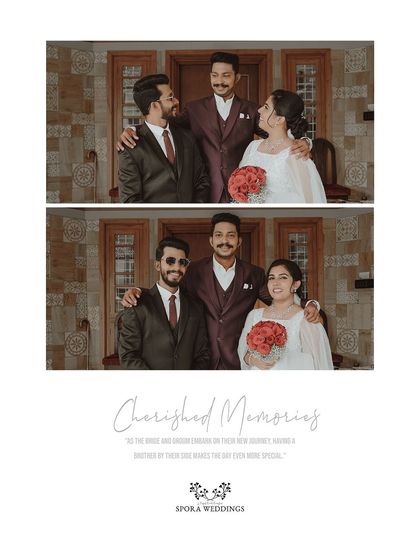 A cherished memory of the couple with their family, capturing the support and love that surrounds them on their wedding day.