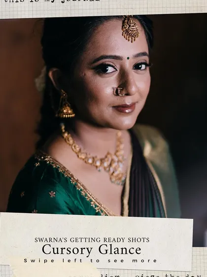 A creative edit of a bride's getting-ready shot, presented with a vintage journal aesthetic.