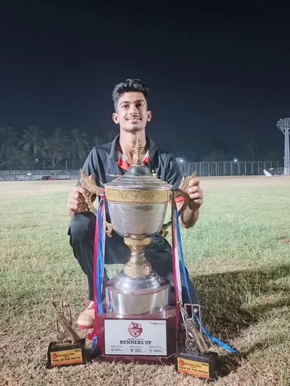 Celebrating Advait's success after a tournament. He secured the runner-up trophy for his team and won two 'Man of the Match' awards for his individual performance.