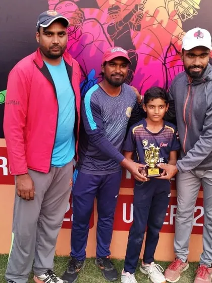 Chirag Yadav receiving the Player of the Match award.