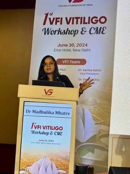As a co-founder of the Vitiligo Foundation of India (VFI), I am deeply committed to patient support and education. This photo is from our inaugural VFI workshop, where we brought together researchers, doctors, and patients for hands-on learning and dedicated Q&A sessions to empower our community.