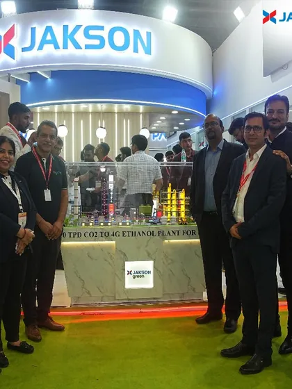 A glimpse of our booth at the REI Expo, where we showcased our diverse capabilities, including our model of a 120 TPD CO2 to 4G Ethanol Plant. We are proud to present tangible solutions for India's energy transition.