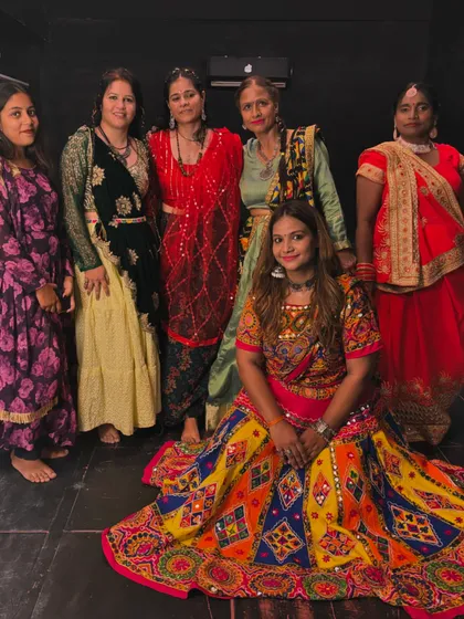 A group photo of our ladies' batch during the Navratri festival celebrations at the studio.