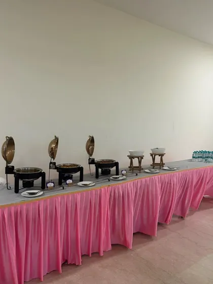 A wide view of the buffet line, showing the consistent and professional setup I provide for all events.