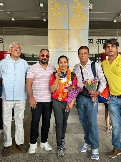 A proud moment for our academy as we welcome Padma Shri Olympian Ms. Dipa Karmakar at the airport after her historic gold medal win.