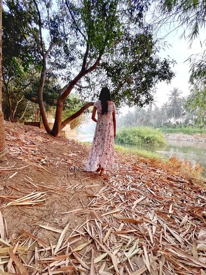 Walking along the riverbank, with dry leaves crunching underfoot. Every season offers a different texture and color palette.