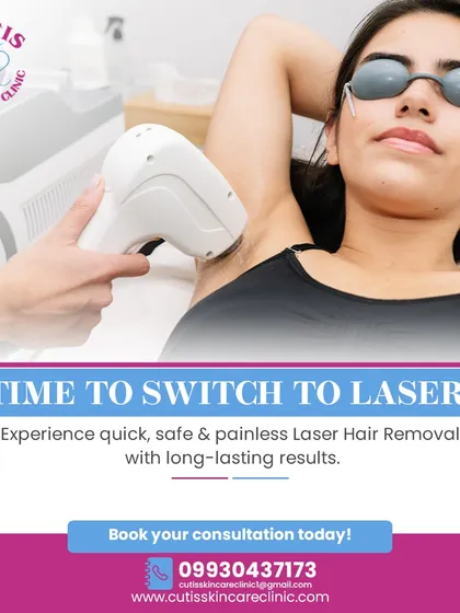 Here you can see our painless laser hair removal treatment in action on the underarm area. We use FDA-approved technology that targets hair follicles directly, leading to long-lasting smoothness and freedom from constant shaving or waxing.