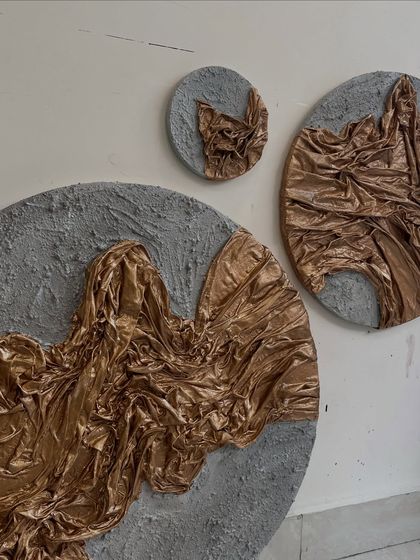 The three panels together, showing how they form a cohesive and luxurious art installation.