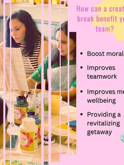A creative break does more than just boost morale. It improves mental wellbeing, encourages teamwork, and provides a revitalizing getaway from the daily routine, leaving your team feeling refreshed and more connected.