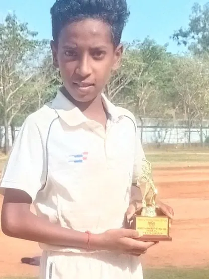 Nikhil Gurav, awarded the Best Bowler of the MSV Cup tournament for taking 10 wickets.