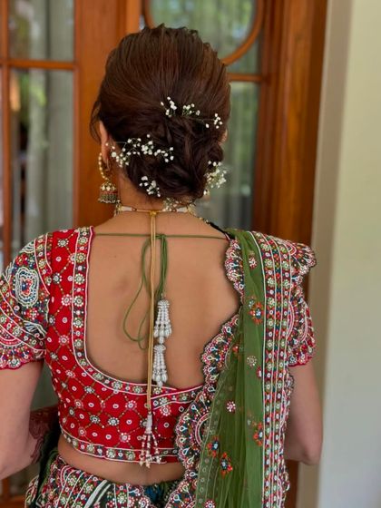 Another angle of the soft and romantic messy updo.