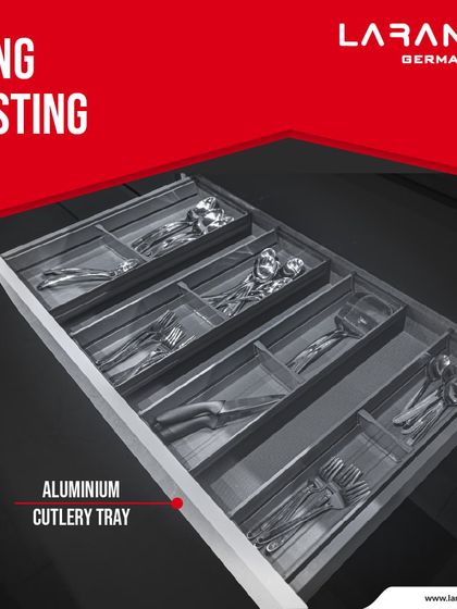 My aluminum cutlery trays offer long-lasting durability with a sleek, modern aesthetic. The metal-on-metal feel is satisfying, and the design protects your finest cutlery.