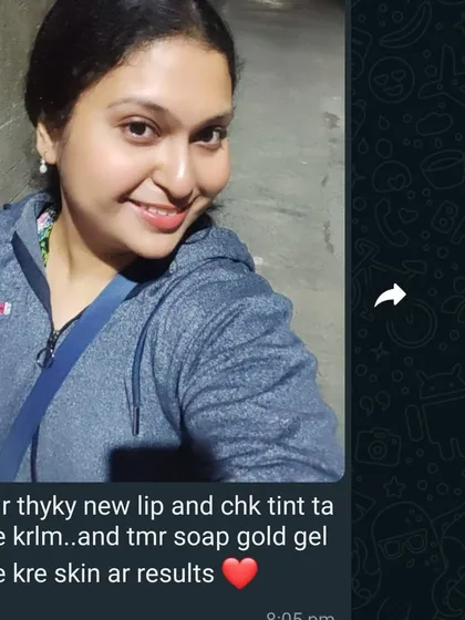 Nothing makes me happier than seeing my customers happy. Here is a message from a client who loved the results from my soap, gold gel, and lip and cheek tint. Real results and honest feedback are what I strive for.