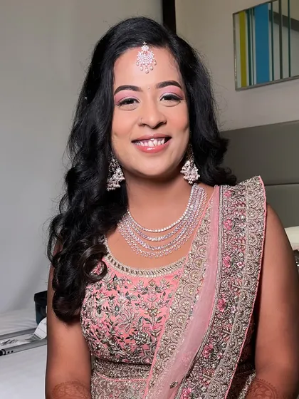 A beautiful smile from my happy bride. The makeup is designed to enhance her features and give her a radiant glow for her engagement photos.