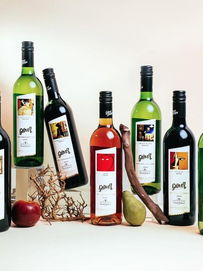 With the Grover Art Collection, I have created a wine for everyone. This image showcases the beautiful diversity of the range, where each bottle features a unique piece of art on its label.