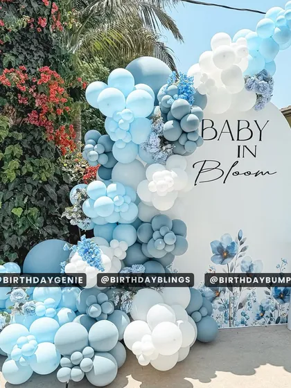 An identical image to 70, showing the beautiful "Baby in Bloom" baby shower setup.