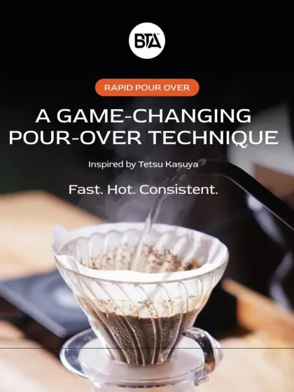 Inspired by Tetsu Kasuya, the Rapid Pour-Over is a game-changing technique we teach. It's fast, hot, and consistent, perfect for a quick, quality cup.