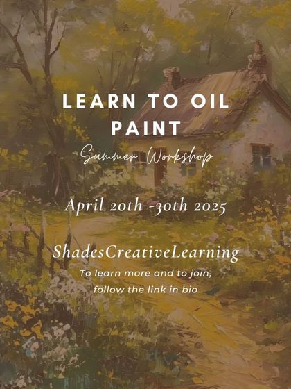Our promotional poster for a summer oil painting workshop, perfect for anyone looking to learn this classic art form.