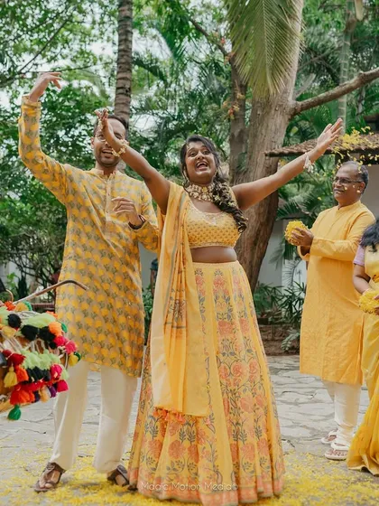 The vibrant energy of a Haldi ceremony, filled with laughter, music, and joyful celebration. Our versatile spaces are perfect for hosting all your pre-wedding festivities.