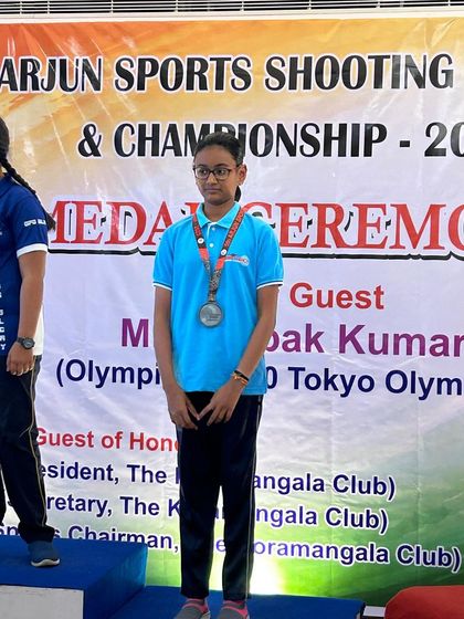 A silver medalist in the Air Pistol Sub-Youth men NR category at the Arjun Sports Shooting Championship.