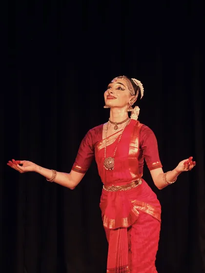 A still from my HCL performance at the Madras Music Academy. This photo captures the joy and gratitude I feel every time I get to share my art on stage.