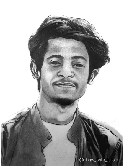A commissioned pencil drawing with a focus on creating realistic hair texture. The jacket and shirt details are sketched with just enough information to frame the friendly expression.