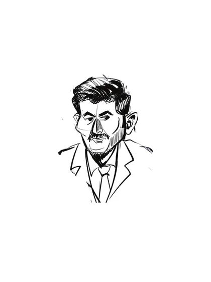 A digital ink sketch of another character from "Black Warrant."